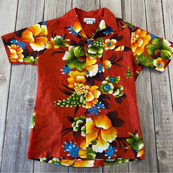 VTG 60s 70s JC Penneys Hawaii floral tropical short sleeve Hawaiian Shirt SZ M. - Picture 1 of 6